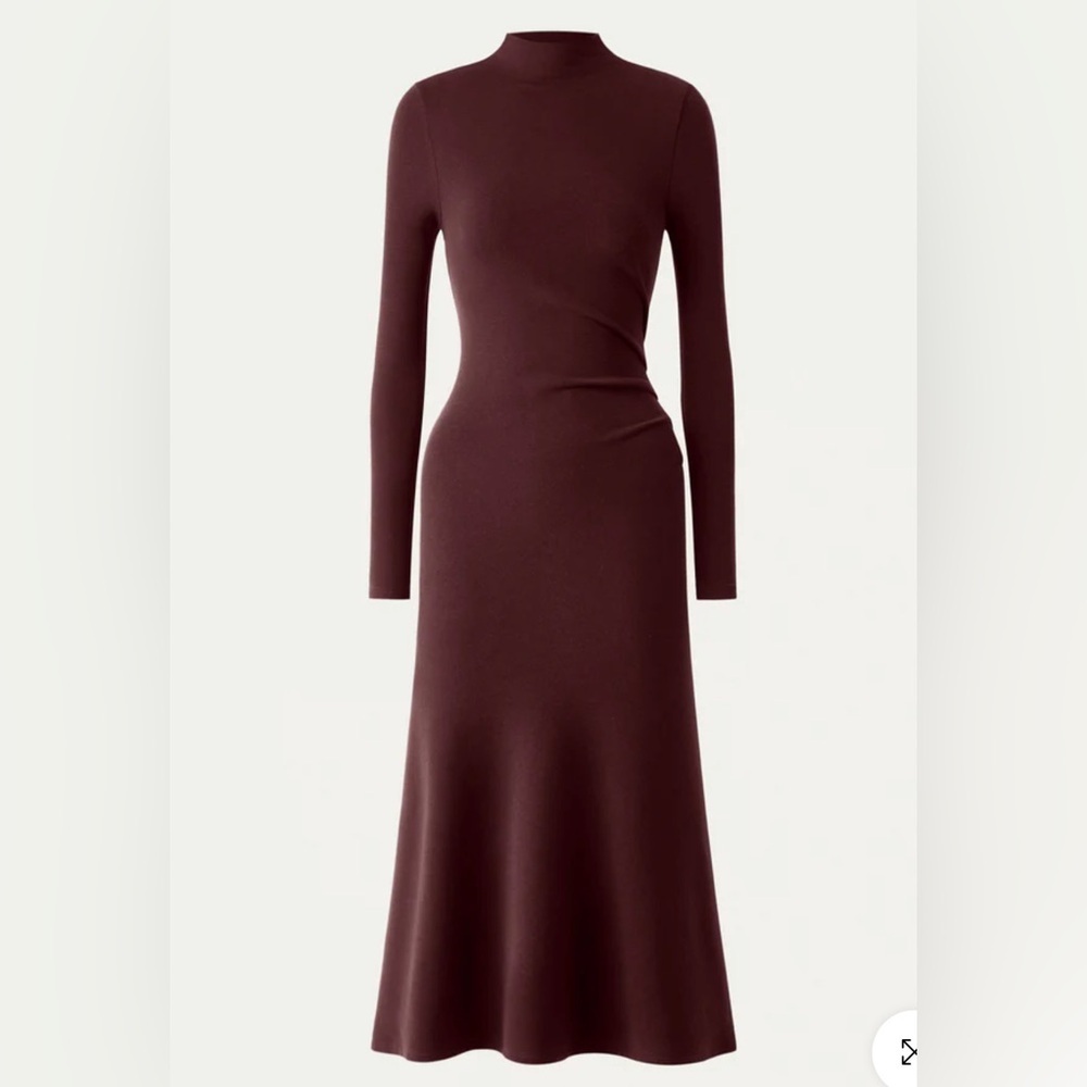 NWT OGL Mid Thermal Heat-Tech Long Sleeves Mockneck Tucks Midi Dress Ruby sz XL